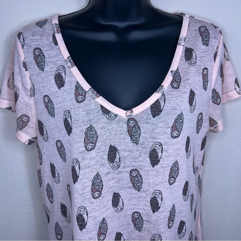 MEDIUM MUDD PASTEL PINK OWL TEE SHORT SLEEVE STRETCH - Picture 4 of 12